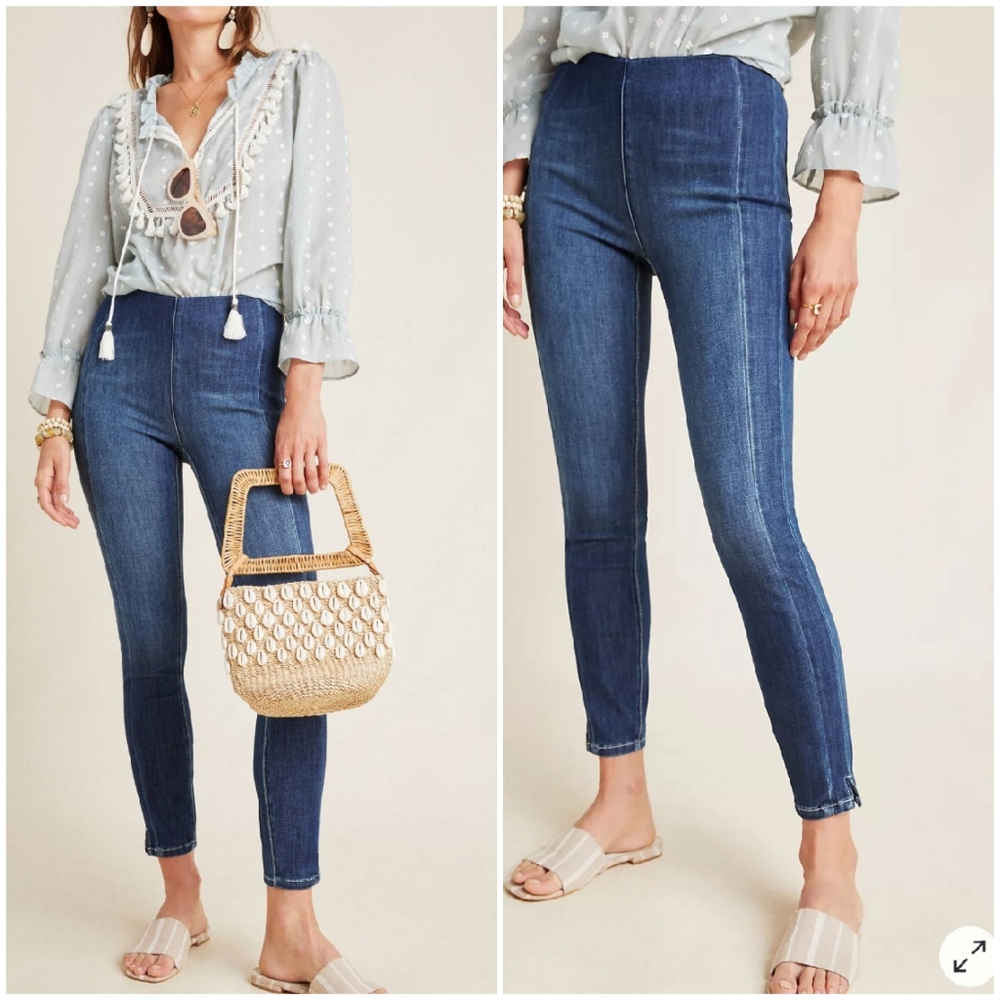 High rise denim leggings